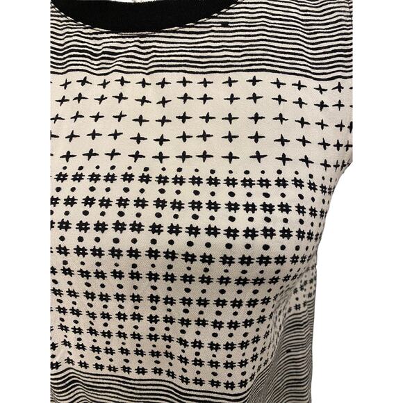 Madewell Black White Multi Print Banded Collar Zip Back Split Hem Tank Top XS - Picture 5 of 8